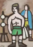 Markey's Recollection of His Boxing Days by Markey Robinson, circa 1940, gouache on board, sold Apr 2014