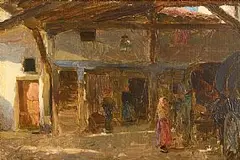 Walter Osborne, An Interior of a Coach House, oil on board