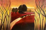 Maura Corona, Landscape from Window, oil on canvas
