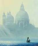 Terence J. Gilbert British, Sunlight and Mist, The Salute, Venice, oil on board