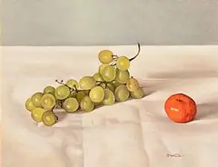 Therese McAllister, Grapes and Manderin, oil on canvas
