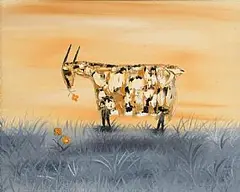 Goat With Flower by Michael Smyth, oil on canvas, sold Apr 2014