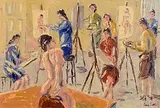 Ivan Sutton, The Life Class, Dublin, oil on board