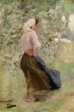 Henry Herbert La Thangue, Profile of a Young Lady, oil on canvas