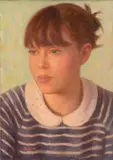 James Cahill, Girl in Striped Top, oil on canvas on board