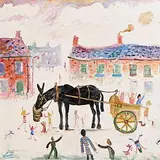 Simeon Stafford British, Pony and Cart, oil on canvas