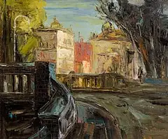 Stuart Williams, Mount Street, Dublin, oil on board