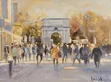 Ann Flynn, Towards St. Stephen's Green, Dublin, oil on canvas