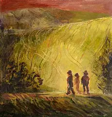 The Wanderers by Joanna Tinsley, oil on board, sold Dec 2013