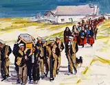Michael Hanrahan, Funeral Procession, oil on board