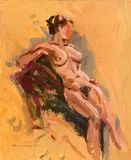 Mark O'Neill, Female Nude Study, oil on board