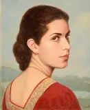James Cahill, Girl with the Gold Necklace, oil on canvas laid on board