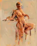 Mark O'Neill, Female Nude Study, oil on board