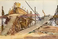 Lady Kate Dobbin, The Boatyard, watercolour
