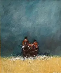 Des Murrie, The Hunters, oil on board