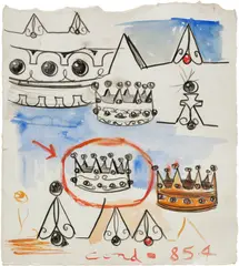 George Condo, Untitled, 1985, watercolor and colored pencil on paper
