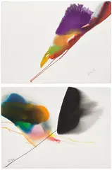 Paul Jenkins, Two works: (i) Phenomena for Herman; (ii) Phenomena Black is Magic, 1964, watercolor on paper