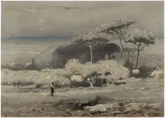 George Inness, Pine-Groves of Barberini Villa, 1881–1882, oil on academy board