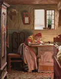 Christen Dalsgaard, Young Girl Writing (Ung pige, der skriver), 1871, oil on canvas