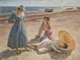Johannes Wilhjelm, Young Girls at Skagen Beach (Unge piger på Skagens Sønderstrand), 1916, oil on canvas
