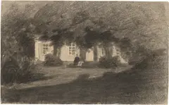 Peder Severin Krøyer, Evening Outside Krøyer's house in Skagen (Aften ved Krøyers hus i Skagen), charcoal on paper