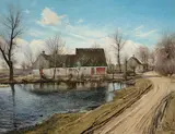 Laurits Andersen Ring, By the Village Pond at Baldersbrønde (Ved gadekoeret i Baldersbrønde), 1911, oil on canvas