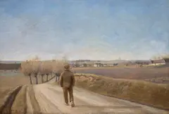 Laurits Andersen Ring, Road with Boy (Bondedrengen på vej mod hjemmet. Landsbyen Ring), 1887, oil on canvas