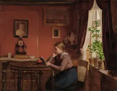 Julius Exner, Schoolgirl Reading (Læsende skolepige), 1901, oil on canvas