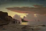 Carl Locher, Fishermen by a Wreck Near Kandestederne (Fiskere ved vrag ud for Kandestederne), 1872, oil on canvas
