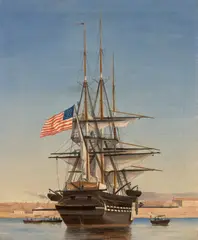 Johan Petersen, American Frigate at Anchor (Amerikansk fregat for anker), oil on canvas