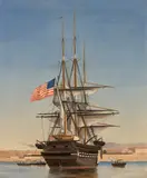 Johan Petersen, American Frigate at Anchor (Amerikansk fregat for anker), oil on canvas