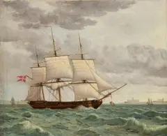 Christoffer Wilhelm Eckersberg, Naval Frigate under Sail (Orlogsfregat under sejl), 1810–1820, oil on canvas