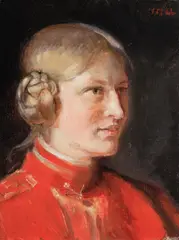 Michael Ancher, Portrait of a Young Girl in Red Dress (Portroet af en ung pige i rød kjole), 1900, oil on canvas
