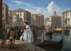 Wilhelm Marstrand, A Lady Going Ashore from a Gondola (En dame stiger i land fra en gondol), 1854–1870, oil on canvas