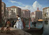 Wilhelm Marstrand, A Lady Going Ashore from a Gondola (En dame stiger i land fra en gondol), 1854–1870, oil on canvas