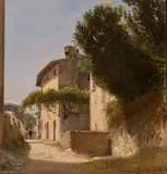 P. C. Skovgaard, A Street in Italy (En italiensk gade), oil on canvas