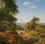 P. C. Skovgaard, Driveway Near Vejle, in the Background the Town (Opkørsel til Lille Grundet ved Vejle), 1852–1854, oil on canvas