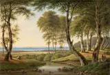 F.C. Kiærskou, View from Dyrehaven over the Sound to the Outflow of Mølleåen (Udsigt fra Dyrehaven over Sundet ved Mølleåens udløb), 1882, oil on canvas