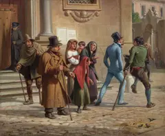 Wilhelm Marstrand, An Englishman Pursued by Beggars in Rome (En engloender forfulgt af tiggere i Rom), 1848, oil on canvas