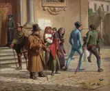 Wilhelm Marstrand, An Englishman Pursued by Beggars in Rome (En engloender forfulgt af tiggere i Rom), 1848, oil on canvas