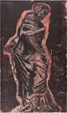 Red Dancer on the Western Shore (C. 23) by Jim Dine, 1988, Monumental woodcut and etching in colors, on two sheets of joined Arches Cover paper, the full sheet, sold Feb 2026