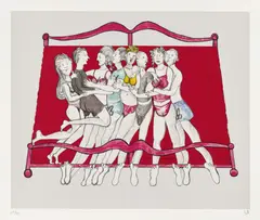 Louise Bourgeois, Eight in Bed (MoMA 224.3), 2000, Lithograph in colors with embossing, on Rives BFK paper, with full margins
