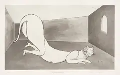 Louise Bourgeois, Champfleurette, the White Cat (MoMA 133.2/IV), 1994, Aquatint, drypoint and etching, on Somerset paper, with full margins