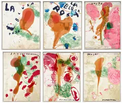 Julian Schnabel, Sexual Spring-Like Winter, 1995, The complete set of six hand-colored screenprints with poured resin, on Rising Museum Board, the full sheets