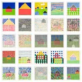 Jennifer Bartlett, House, 2003, The complete deluxe set of 25 screenprints in colors, on Somerset paper, with full margins, accompanied by a screenprint in colors on metal, all loose (as issued), all contained in the original yellow cloth-covered portfolio with embossed artist name and title