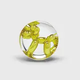 Jeff Koons, Balloon Dog (Yellow), 2015, Porcelain multiple painted in chrome, contained in the original Styrofoam-lined presentation box with silver printed signature and original plastic stand