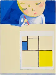 Liu Ye, She and Mondrian, 2001, Lithograph in colors, on Rives BFK paper, the full sheet