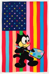 Ronnie Cutrone, Felix and Flag, 1988, Screenprint in colors, on wove paper, with full margins