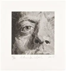 Phil (detail) by Chuck Close, 2007, Screenprint, on Somerset paper, with full margins, sold Feb 2026
