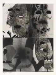 Barry Le Va, [Untitled], 1995, Two photographs with spray paint, on two sheets of joined photo paper mounted to debossed Harumi paper, with full margins